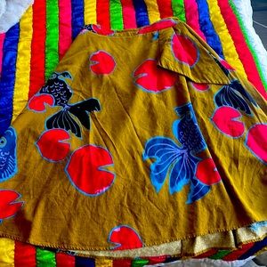 Anthropologie a-line fish print skirt